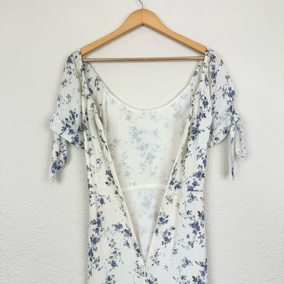 Reformation Meredith Maxi Dress in White Blue Floral Madeline Print - Picture 10 of 12